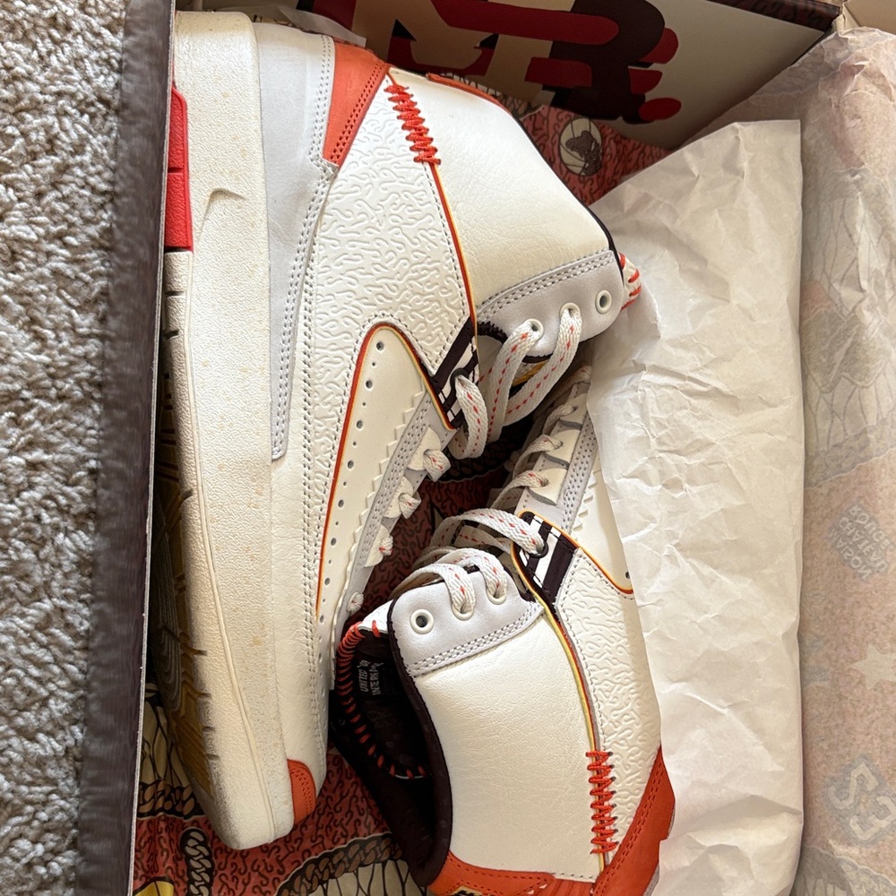 Jordan White and Orange High-Tops